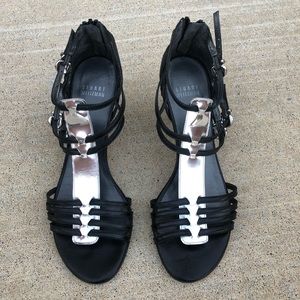 Stuart Weitzman Strappy heels black silver Size 7